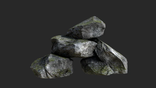 mossy rocks 3D Model .c4d .max .obj .3ds .fbx .stl .blend 