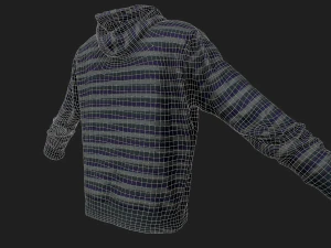 long sleeves t-shirt with hood 3D Model