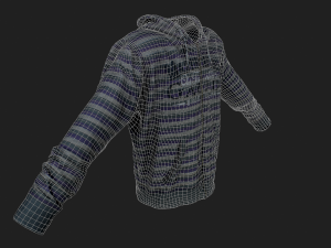 long sleeves t-shirt with hood Modelo 3D