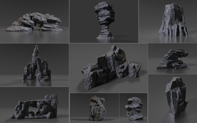 cliff rock collection Modello 3D .c4d .max .obj .3ds .fbx .stl .blend 