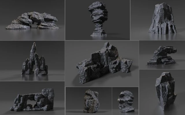 cliff rock collection 3D Model .c4d .max .obj .3ds .fbx .stl .blend 