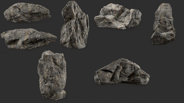 rock collection 002 Model 3D .c4d .max .obj .3ds .fbx .stl .blend 