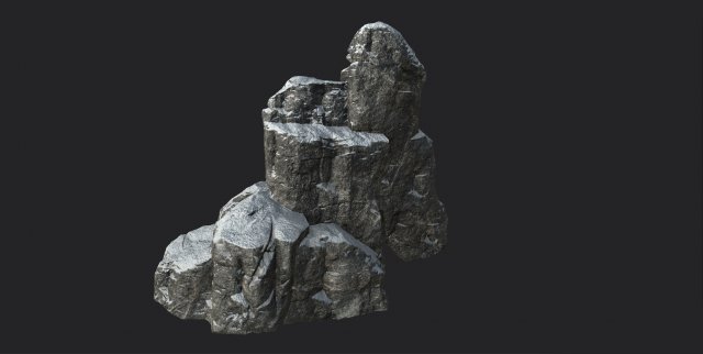 snowy cliff rock 001 Model 3D .c4d .max .obj .3ds .fbx .stl .blend 
