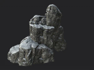 snowy cliff rock 001 3D Model