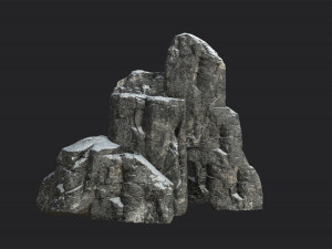 snowy cliff rock 001 Model 3D