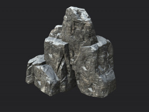 snowy cliff rock 001 Model 3D
