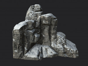 snowy cliff rock 001 Model 3D