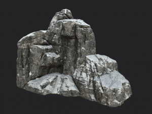 snowy cliff rock 001 Model 3D