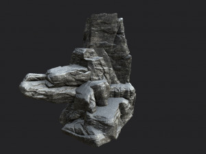 snowy cliff rock 002 3D Model
