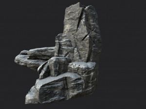 snowy cliff rock 002 3D Model
