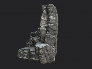 snowy cliff rock 002 3D Model