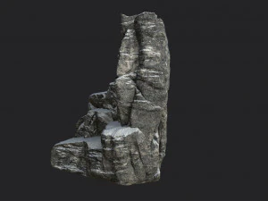 snowy cliff rock 002 3D Model