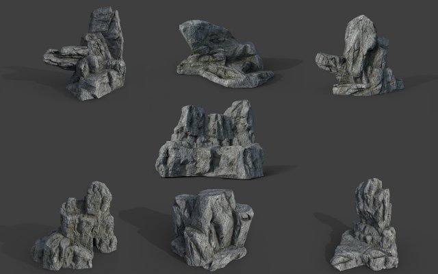 cliff rock collection 002 3D Model .c4d .max .obj .3ds .fbx .stl .blend 