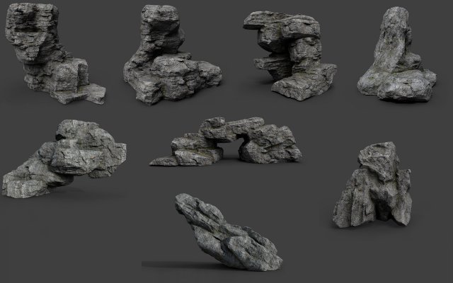 cliff rock collection 004 3Dモデル .c4d .max .obj .3ds .fbx .stl .blend 