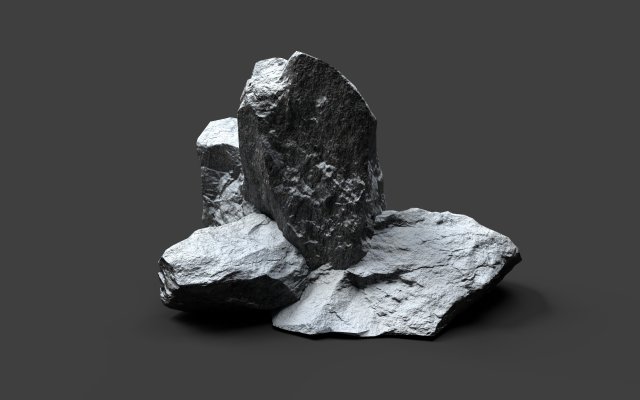 snowy rock 4-8 3D Model .c4d .max .obj .3ds .fbx .stl .blend