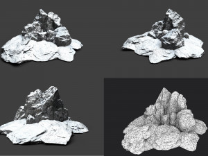 snowy rock collection 004 Model 3D