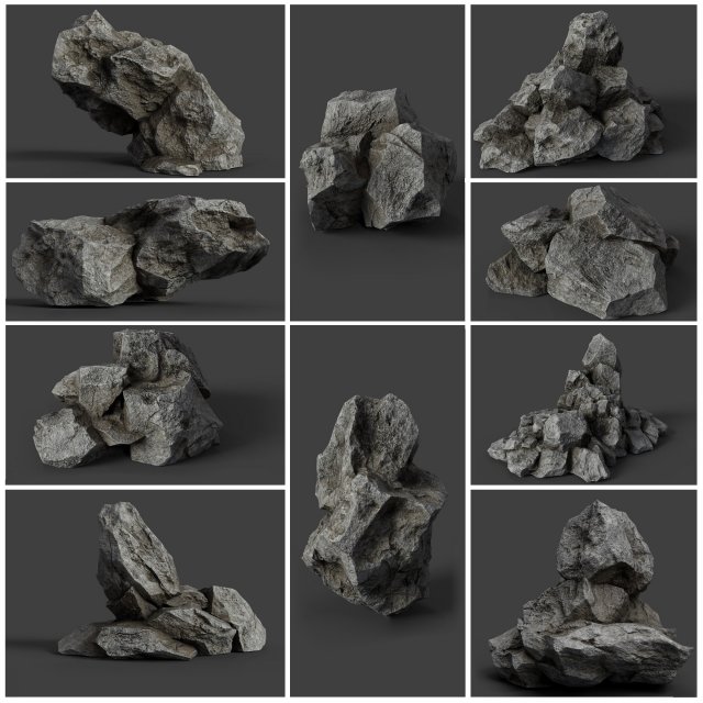 rock collection 006 3D Model .c4d .max .obj .3ds .fbx .stl .blend 