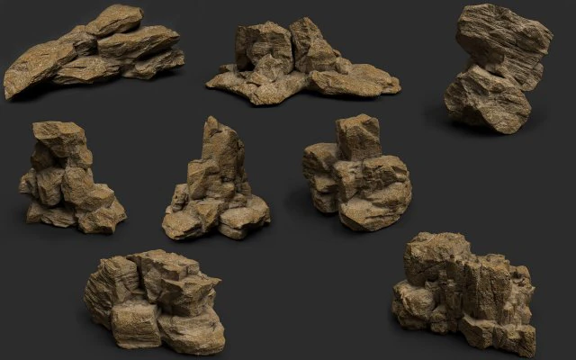 desert rock collection 010 3D Model .c4d .max .obj .3ds .fbx .stl .blend 
