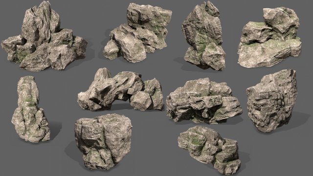 rock collection 017 3D 모델 .c4d .max .obj .3ds .fbx .stl .blend 