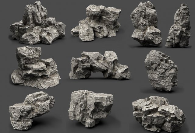 rock collection 018 3D Model .c4d .max .obj .3ds .fbx .stl .blend 