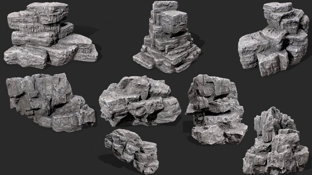 rock collection 019 3D Модель .c4d .max .obj .3ds .fbx .stl .blend 