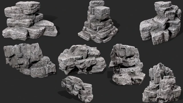 rock collection 019 3D Model .c4d .max .obj .3ds .fbx .stl .blend 