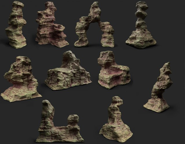 desert cliff 21-10 3D Модель .c4d .max .obj .3ds .fbx .stl .blend 