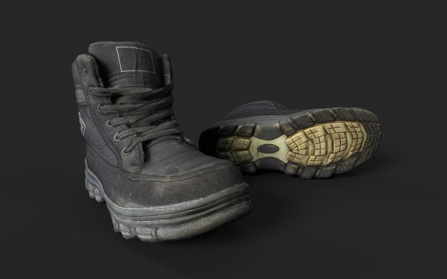 worn winter boots Model 3D .c4d .max .obj .3ds .fbx .stl .blend 