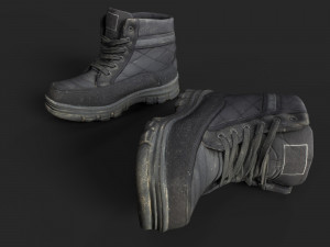 worn winter boots Model 3D
