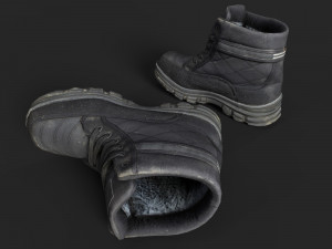 worn winter boots Model 3D