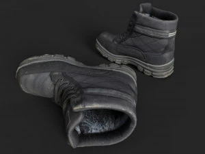 worn winter boots 3D Model