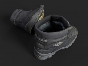 worn winter boots Model 3D