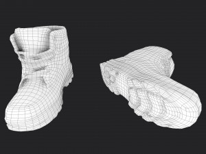 worn winter boots Model 3D