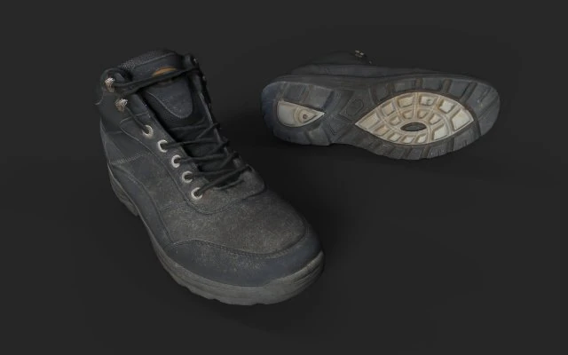 worn boots 3D Model .c4d .max .obj .3ds .fbx .stl .blend 