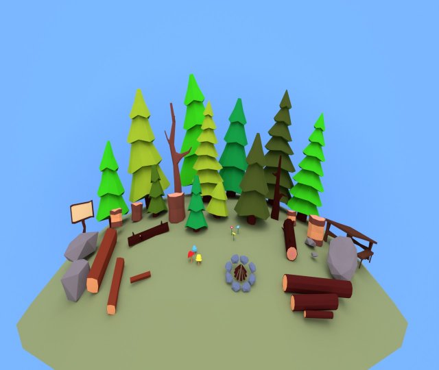 small forest models lowpoly 3D Model .c4d .max .obj .3ds .fbx .stl .blend 
