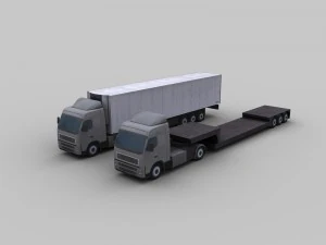 camion con rimorchio 1 Modello 3D