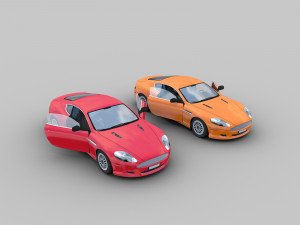aston martin db9 low-poly with interior 3D Model