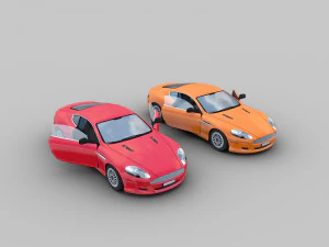 aston martin db9 low-poly avec int&eacute;rieur Modèle 3D