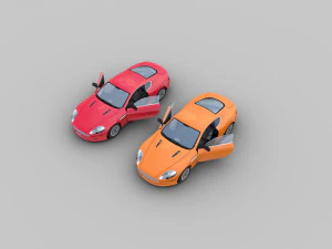 aston martin db9 low-poly with interior 3D Model