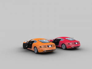 aston martin db9 low-poly with interior Model 3D