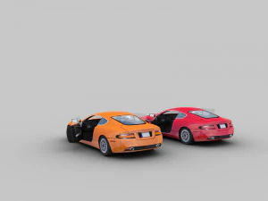 aston martin db9 low-poly with interior 3D Model