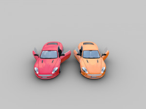 aston martin db9 low-poly with interior Model 3D