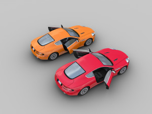 aston martin db9 low-poly with interior Model 3D