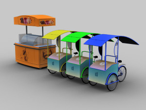 ice cream cart low-poly 3D मॉडल