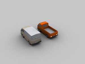 old pickup with interior low-poly 3Dモデル