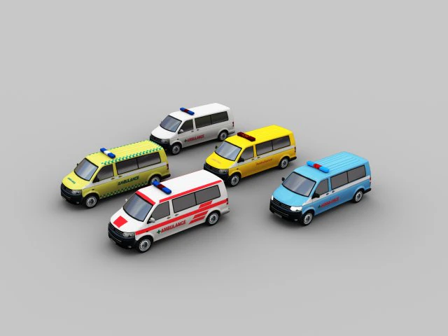 ambulance low poly 3D Model .c4d .max .obj .3ds .fbx .stl .blend 