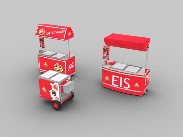 ice cream cart pack 3D Model .c4d .max .obj .3ds .fbx .stl .blend 
