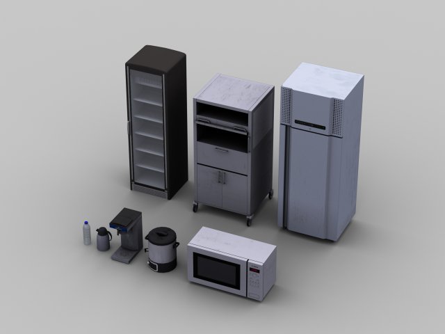 kitchen appliances lowpoly Modelo 3D .c4d .max .obj .3ds .fbx .stl .blend 