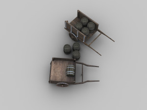 wooden cart pack 3D Model