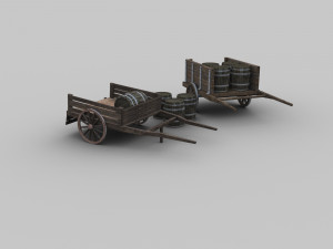 wooden cart pack 3D Model